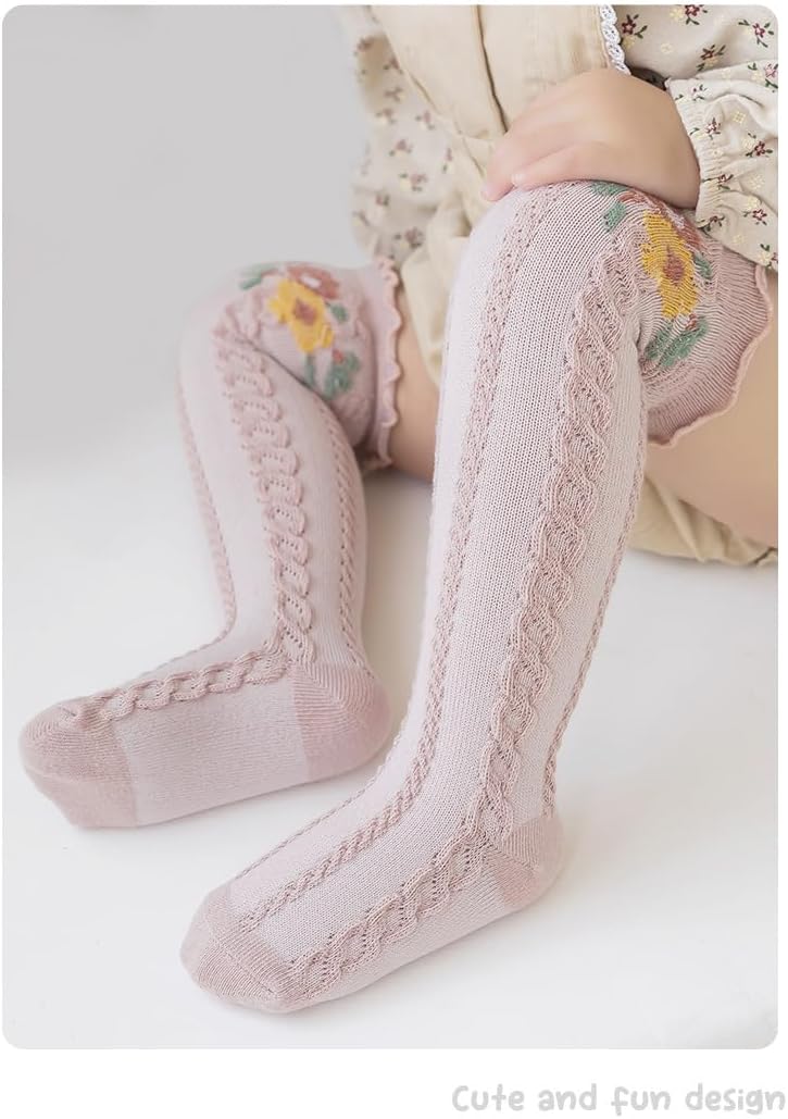 Adeimoo Baby Girls Knee High Socks Newborn Stocking Warm Cotton Stockings for Infants Toddlers - Image 4